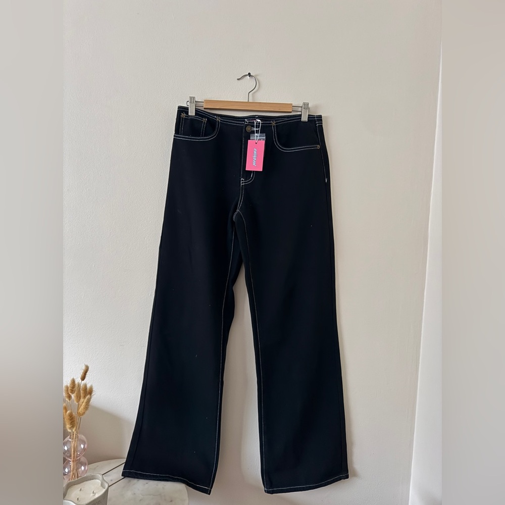 Edikted Contrast Stitch Low Rise Wide - Picture 4 of 6